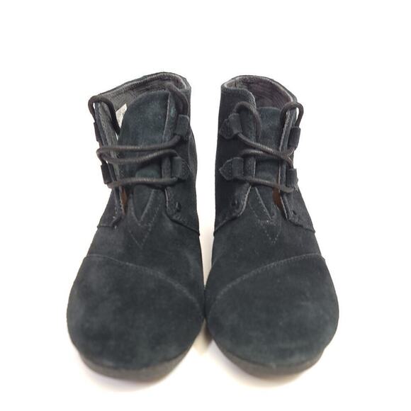 Toms Black Wedge Bootie Shoes Size 9 Heel Womens Used​​ - Picture 2 of 12
